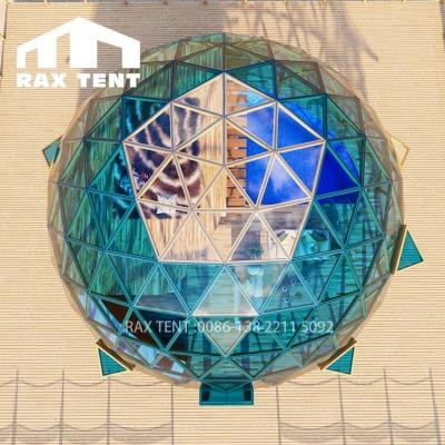 China Water Proof 10m 12M Geodesic Dome for Luxury Glamping Hotel Tent with Green Tempered Glass at Factory Price for sale