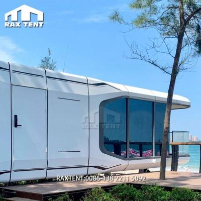 China Modern RAXTENT Waterproof Prefab Bedroom With Smart Control System And Bathroom For Seaside Glamping Hotel for sale