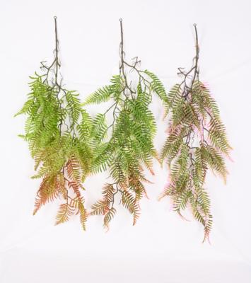 China Environmental Friendly Wholesale Faux Greenery Leaves Artificial Plastic Fern Hanging Bushes for sale