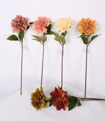 China Eco-friendly Factory Sale Artificial Flowers Plastic Single Roughness Dahlia Flower for sale