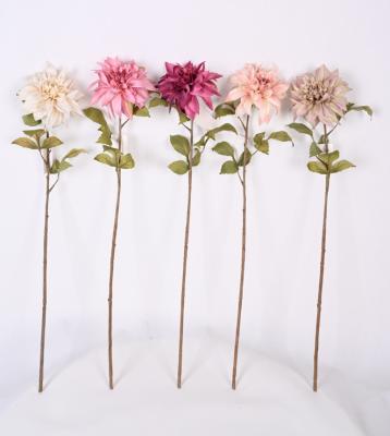 China Eco-friendly Factory Sale Artificial Flowers Artificial Plastic Single Dahlia Flowers for sale