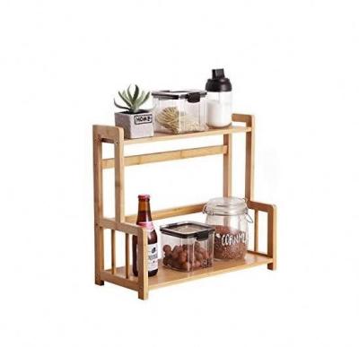 China 2-Tier Spice Organizer Storage Kitchen Wooden Bamboo Spice Rack for sale