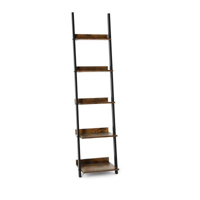 China Industrial Metal Storage Rack Shelf 5 Layers Shelving Rack Wall Shelf Wood Ladder Rack for sale