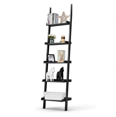 China Multifunctional MDF Furniture 5 Tiers Home Sustainable Corner Tower Bamboo Ladder Shelf for sale