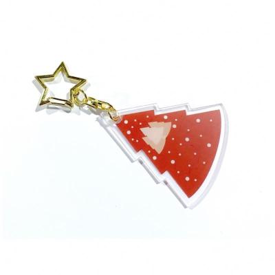 China For Decoration Custom Holographic Christmas Trees Shape Glitter Key Chain Manufacturer Custom Character Acrylic Clip for sale