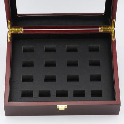 China Linghu Football Basketball Baseball Hockey NHL MLB NFL Display Gift Box Leather Red Wooden Custom Championship Ring Box for sale