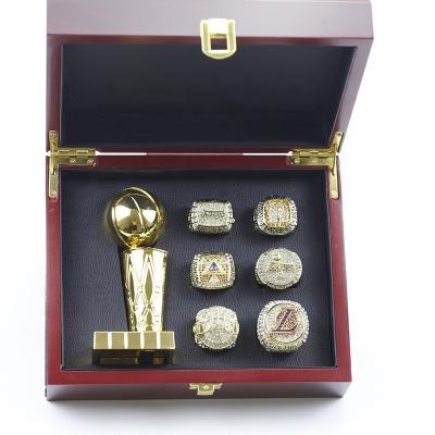 China CLASSIC Custom Sports Men's Folded Linghu Youth Champion Rings 6pcs Basketball Championship Ring Set With Gold Trophy for sale