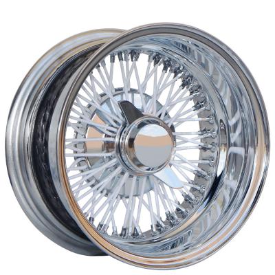 China Steel 13 14 15 16 17 18 19 20 22 24 Inch Straight Cross Lace Chrome 60 White Faces 72 80 100 150 204 Spoke Wire Wheels 14x7 Reverse for sale