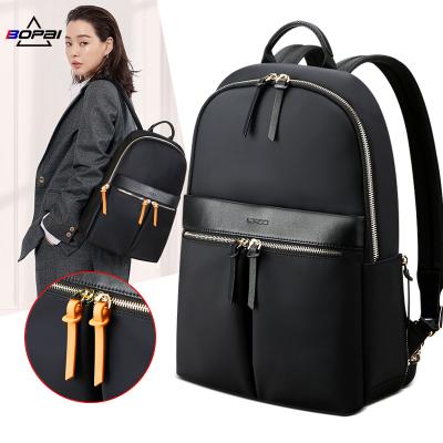 China 14 Inch Laptop Leather Backpack Ladies Business Bagpack Women's Travel Waterproof Fashion Designer Bopai Casual Bag Backpack for sale