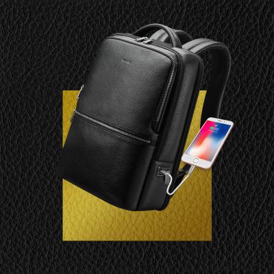 China With usb bopai wholesale business flight 15.6 inch laptop bag anti usb charging real leather backpack custom made luxury men backpack for sale