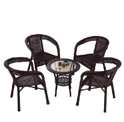 China Traditional wholesale cheap plastic weaving chairs rattan garden patio balcony coffee table outdoor tea table and chair leisure furniture for sale