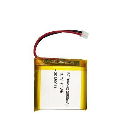 China Toys Rechargeable Battery For Water Replenishing Instrument BZ 904542 2000mAh 3.7V Lipo Battery for sale