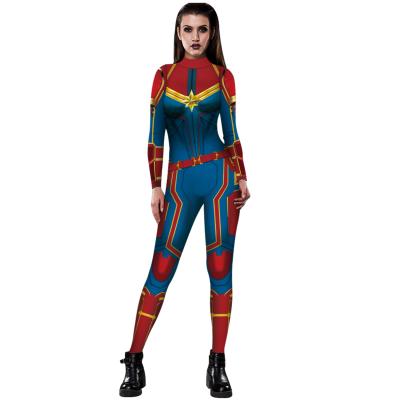 China 2021New Product Wonder QUICK DRY Captain 3D Digital Printing Women'sTight High Collar Long Sleeve Slim Overalls In Europe Wholesale for sale