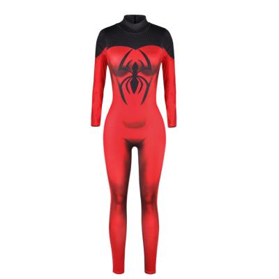 China 2021 New Arrivals Hot Selling QUICK DRY Spiderman 3D Digital Printing Women'sTight High Collar Long Sleeve Overalls Europe and America for sale