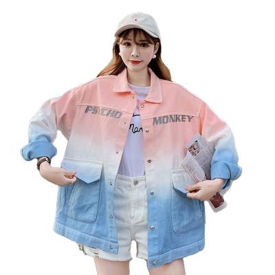 China OEM OR ODM high quality QUICK DRY women's winter coat fashion plus size gradient color denim women's jacket for high school girl for sale