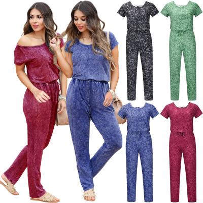 China Anti-pilling fashion wholesale casual plus size women color tie dye tie sleeve crew neck simple fit short size loose overalls for sale