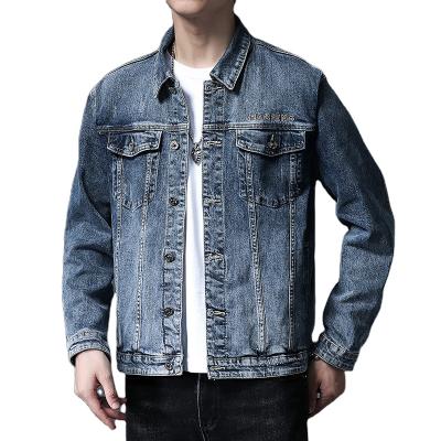 China 2021 Winter Men's QUICK DRY Denim Big Blue Jacket Embroidery Casual Hip Hop Loose Button Washed Jacket High Quality Men's Jeans ODM Tops for sale