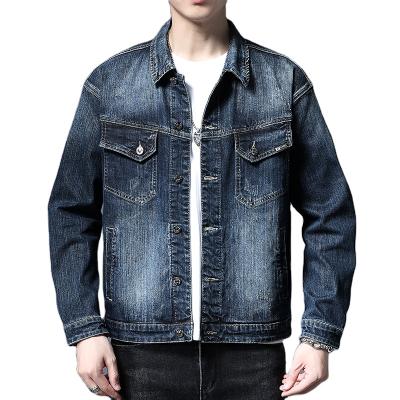 China 2021 Winter QUICK DRY Men's Big Black Denim Jacket Casual Loose PRINT Key Hip Hop Washed Jacket High Quality Men's Jeans ODM Top for sale