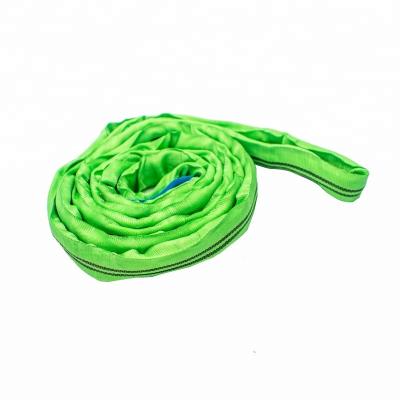 China Lifting Loads Safety Factor 7:1 WANT 2 Ton x 1.5M Work Length Polyester Endless Rope Round Sling With Strong Jacket Cover for sale