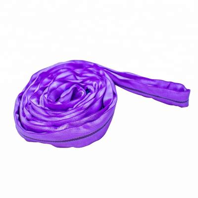 China High Quality Lifting Loads Polyester Purple Sling Lifting Sling 1T x 4m Round Working Length Of Soft Pipe With PVC Label for sale