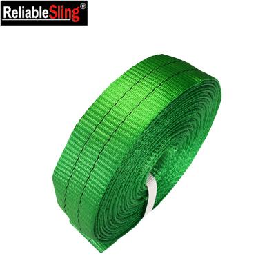 China 50 Mm Width Sustainable Green Polyester Flat Soft Webbing For Rigging Sling for sale