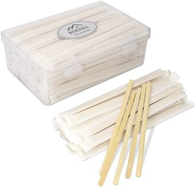 China Sustainable Coffee Stirrers Individually Wrapped 5.5 Inch In Storage Case - Eco-Friendly Bamboo Coffee Sticks Round End 200 Pcs for sale