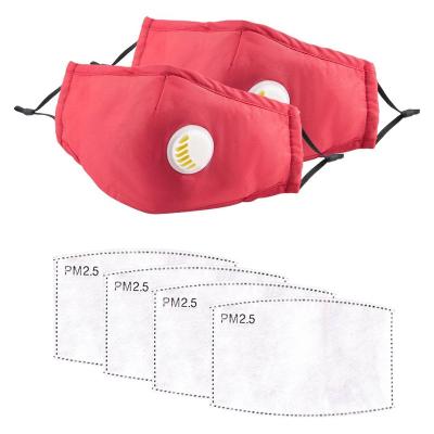 China 2pcs Filter Fabric Face Mask Breathable Reusable Washable Red Cycling Mask for sale