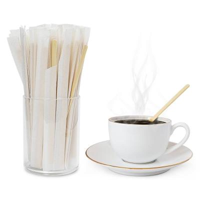 China 100pcs 5.5-Inch Sustainable Disposable Bamboo Round Beverage Stirrer Sticks for Hot or Cold Tea Drinks for sale