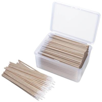 China 100pcs/bag Eco-friendly 10cm Wooden Cotton Tip Tattoo Cotton Buds Dabs Cosmetic Makeup Applicator Sticks for sale