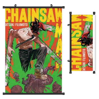 China 2022 New 60*90cm Design Canvas Minimalist Anime Chainsaw Man Cartoon Canvas Picture Printing Peripheral Hanging Wall Scrolls Posters for sale