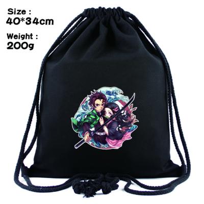 China Killer Anti-theft Anime Demon Printing Drawstring Bag Teenager Travel Bag Canvas Fashion Leisure Peripheral Backpack for sale