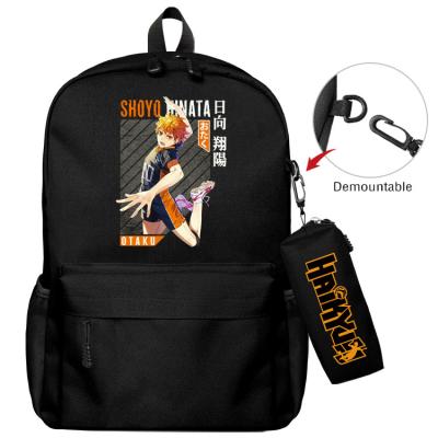 China With USB Haikyuu Anime Backpack Bag Design Anime Backpack New For Students Children Backpacking Pencil Case Set for sale