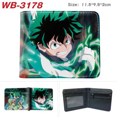 China Waterproof hot selling my folding bifold leather portable unisex anime hero academia large capacity PU wallet card peripheral bag for sale