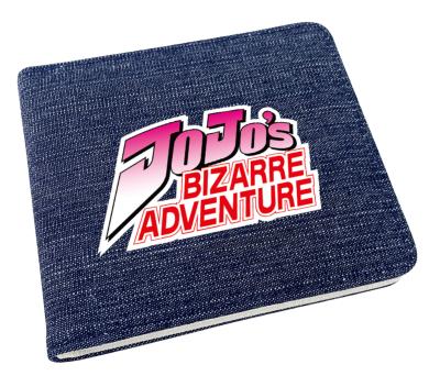 China Waterproof High Quality JoJo's Adventure Card Bag Portable Wallet Anime Bizarre Folding Coin Purse Folding Denim Card Bag Wallet Color Print for sale