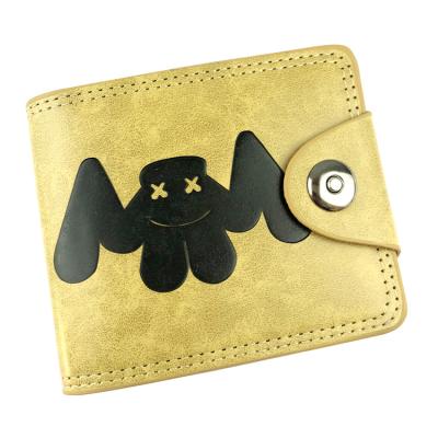 China Anime Waterproof Peripheral Short Wallet Marshmello PU Student Wallets Card Holder Purse Folding Leather Bag for sale