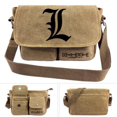 China Small Canvas Backpack Game Anime Note Death Note University Unisex Bags Large Capacity Anti-theft Peripheral Slant Bag for sale