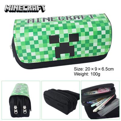 China Pencil Case Capacity Double Zipper Pocket Anime Game PU Leather Pencil Bag Multifunctional Anti-theft Stationery Bag for sale