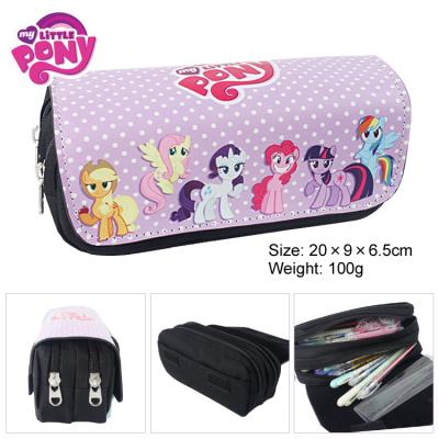 China Small Ma Baoli Anime Double Zipper Pencil Case Capacity Pocket PU Leather Pencil Bag Multifunctional Anti-theft Stationery Bag for sale