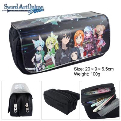 China Anime Pen Bag Sword Art Online Pu Leather School Pencil Case Holder Bag Wallet Pouch Pencil Case Japanese Cosmetic Anti-theft Stationery for sale