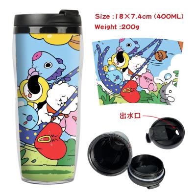 China Hot Sale Anime Customized Peripheral Insulated Insulated Plastic Cup Food Grade Liner Bottle Water Cup Coffee Tea Cup Double Cups for sale