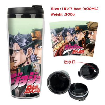 China Viable Anime JoJo Portable Double Insulated Plastic Cup Customized Mugs Travel Adventure Bizarre Peripheral With Lid Drink Cup for sale