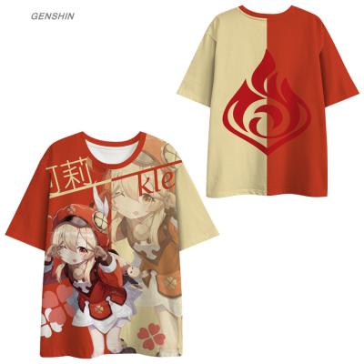 China Custom Short Original Unisex Anime Leisure Genshin Shirt Sleeve T-shirt Sleeve T-shirt Anti-wrinkle Printing Loose T-shirts Clothes for sale