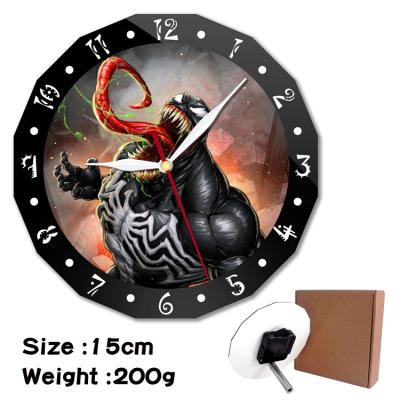 China Anime Antique Venom Style Cartoon Room Home Decor Double Layer Wall Clock Peripheral Acrylic Alarm Clock for sale