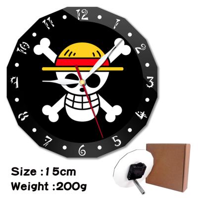 China Antique Style Custom Printed Japan Anime Clock Fashion Decoration Double Layer Acrylic Wall Clock ONE PIECE Alarm Clock for sale