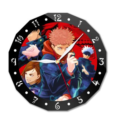 China Jujutsu Kaisen antique anime originality style fashion decoration double layer wall clock peripheral acrylic alarm clock for sale