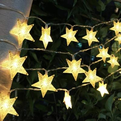 China FLOWER Plant String Light Super Bright Five Star Christmas Party Fairy Lights Solar Powered Garden Light for sale