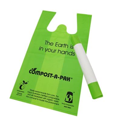 China Rolled Compostable Retail T Shirt Bags For Shops Market Stalls Convenience Stores for sale