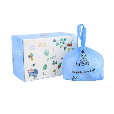 China Retail Box Packed Compostable Tie Handle Nappy Sacks Customized for sale