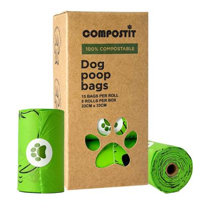 China Customizable Flat Top Compostable Pet Waste Bags Retail Box Packed for sale