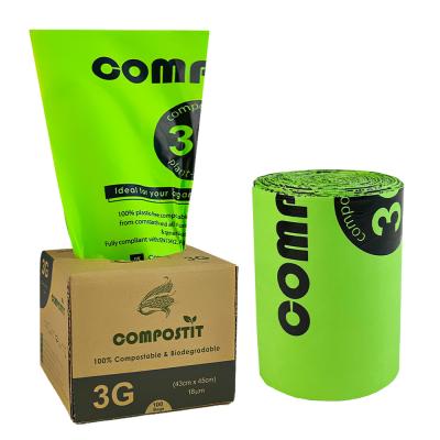 China Compostable Flat Top Biodegradable Garbage Bags Harmless for sale